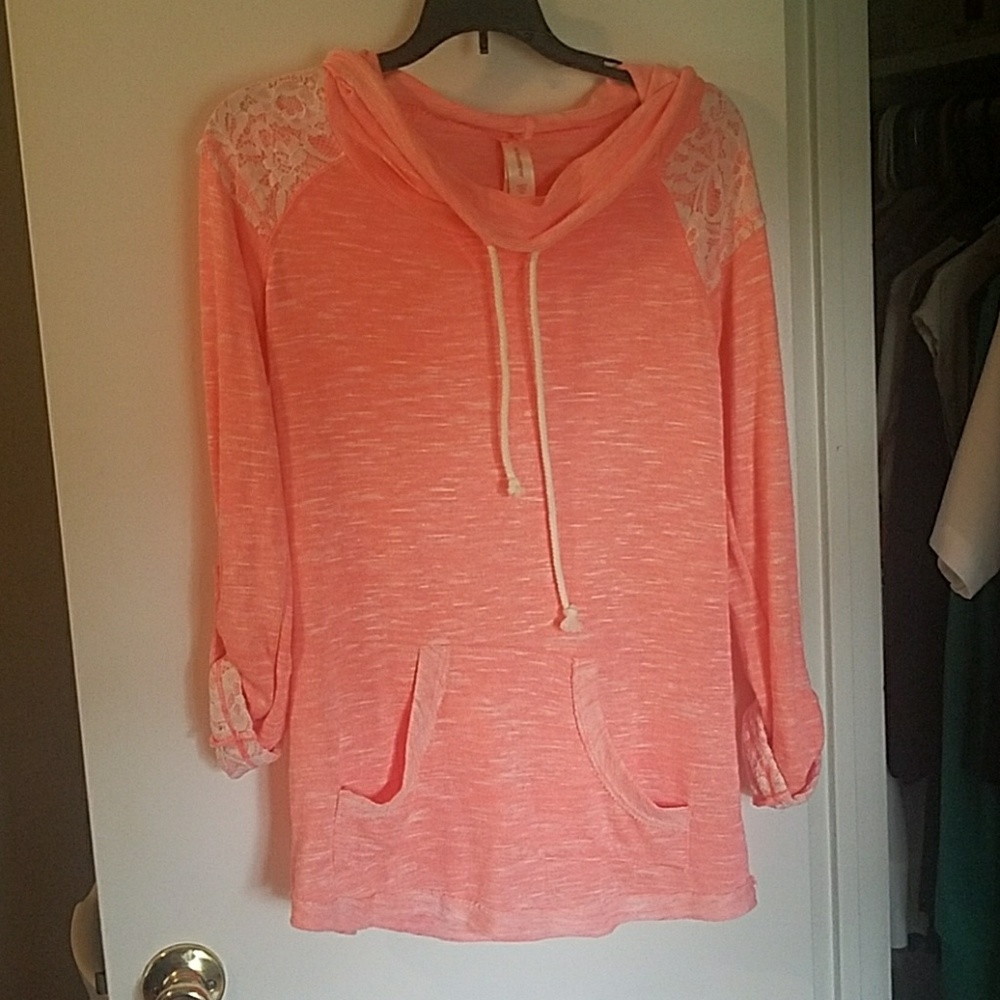 coral cowl neck sweater