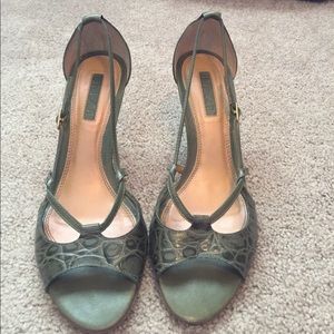 Inisa Green Leather Reptile Heels