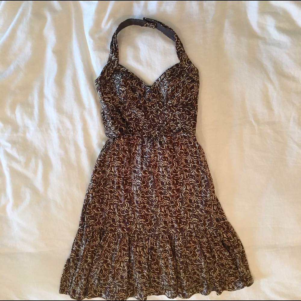 Brown patterned BCBG MaxAzria halter dress