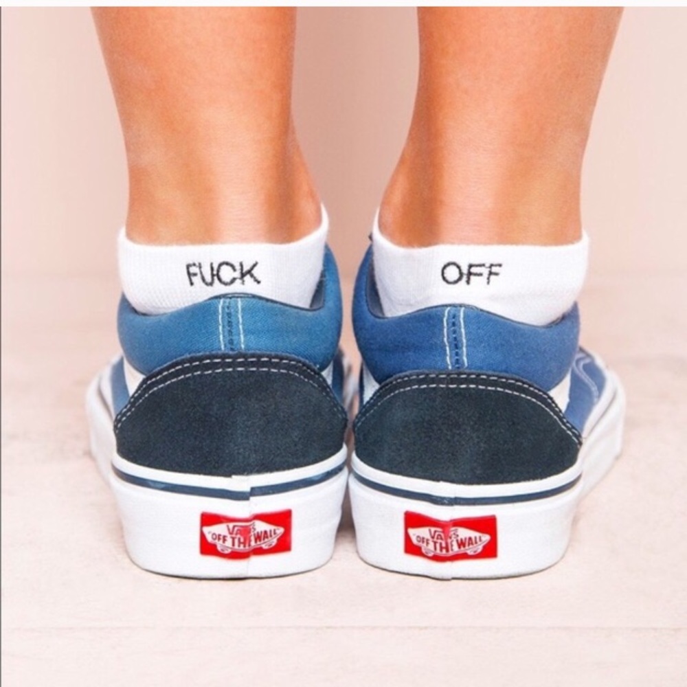 NWT Brandy Melville fuck off socks os white ankle - Picture 4 of 4