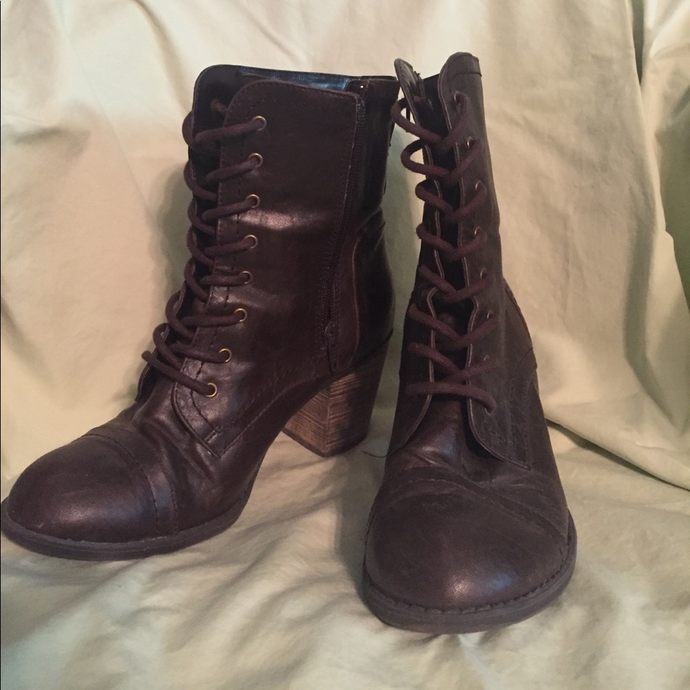 Diba Brown leather, heeled boots