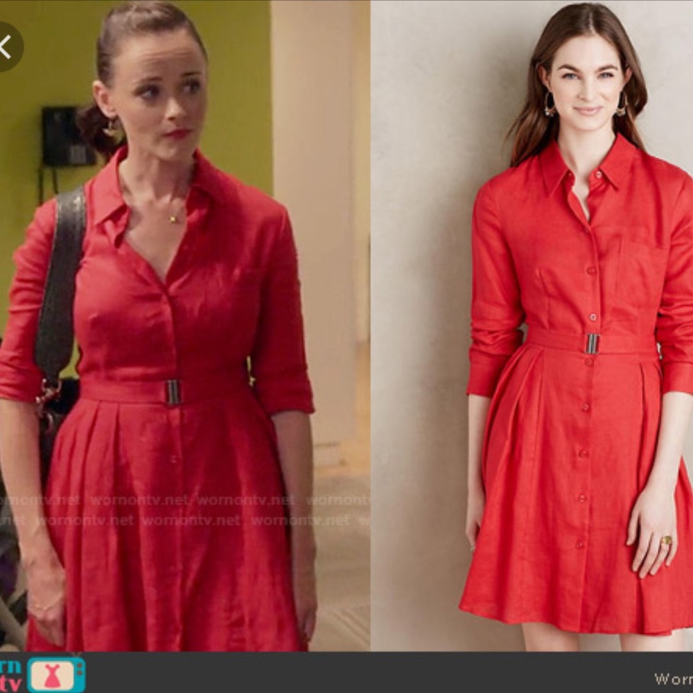 Rory's Lucky Dress - Red Linen Shirtdress