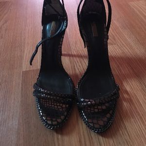 Ladies schutz metallic snakeskin heels
