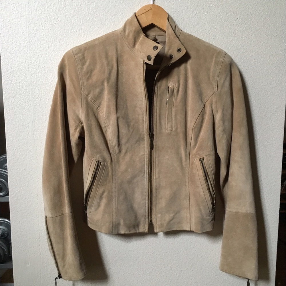 Camel suede moto jacket