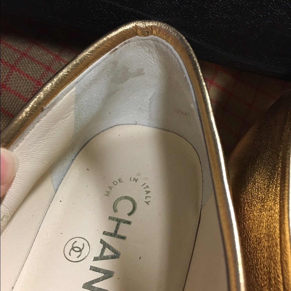 NIB Authentic Chanel Mocassins Loafer 40.5 B Gold - Picture 3 of 8