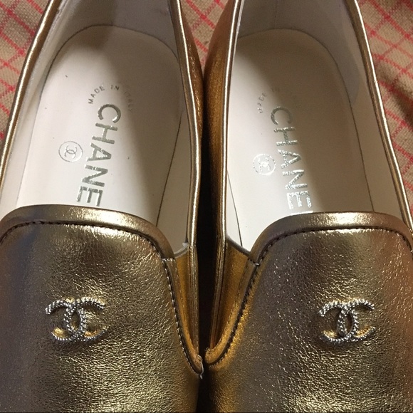 NIB Authentic Chanel Mocassins Loafer 40.5 B Gold - Picture 8 of 8
