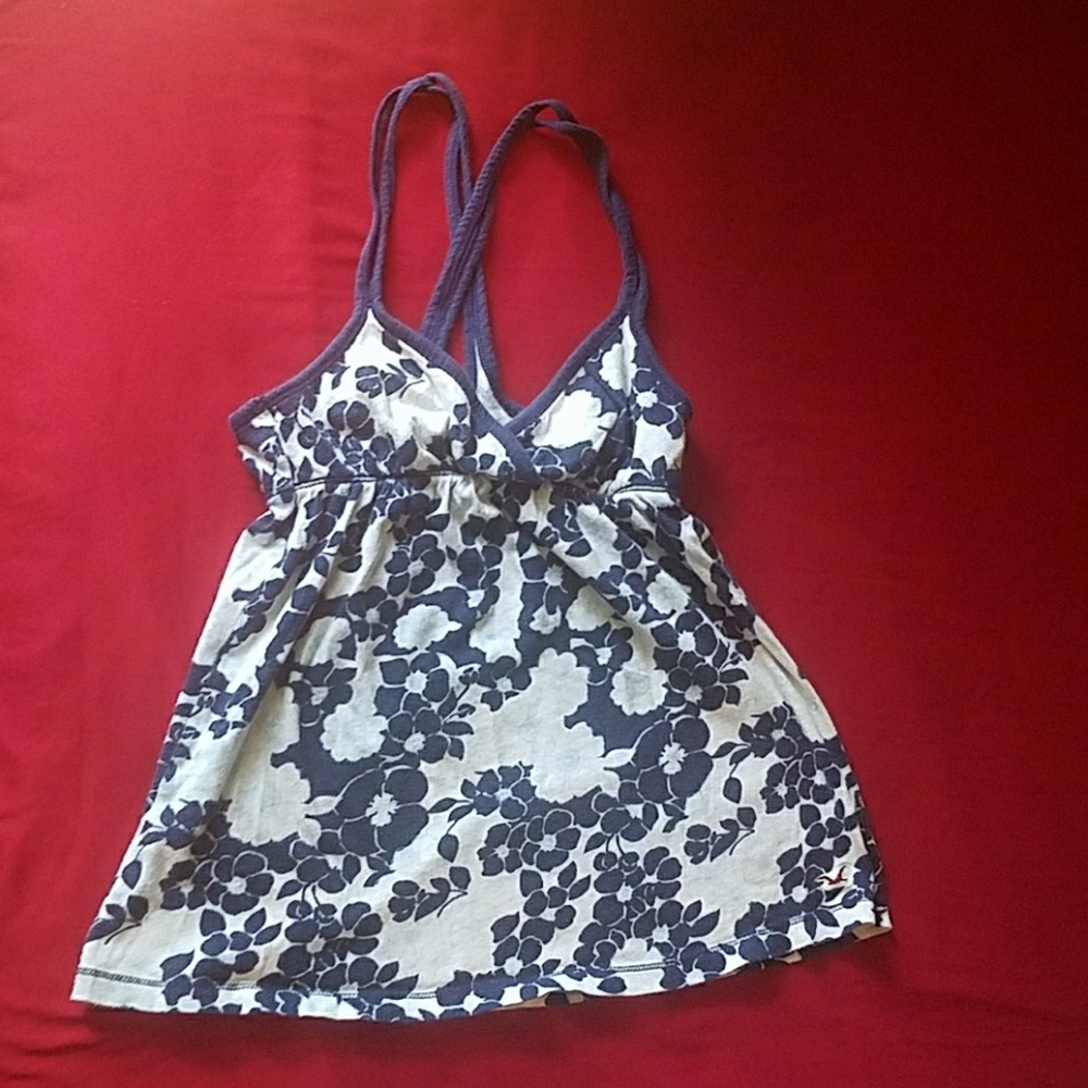 Hollister floral cross back strappy tank