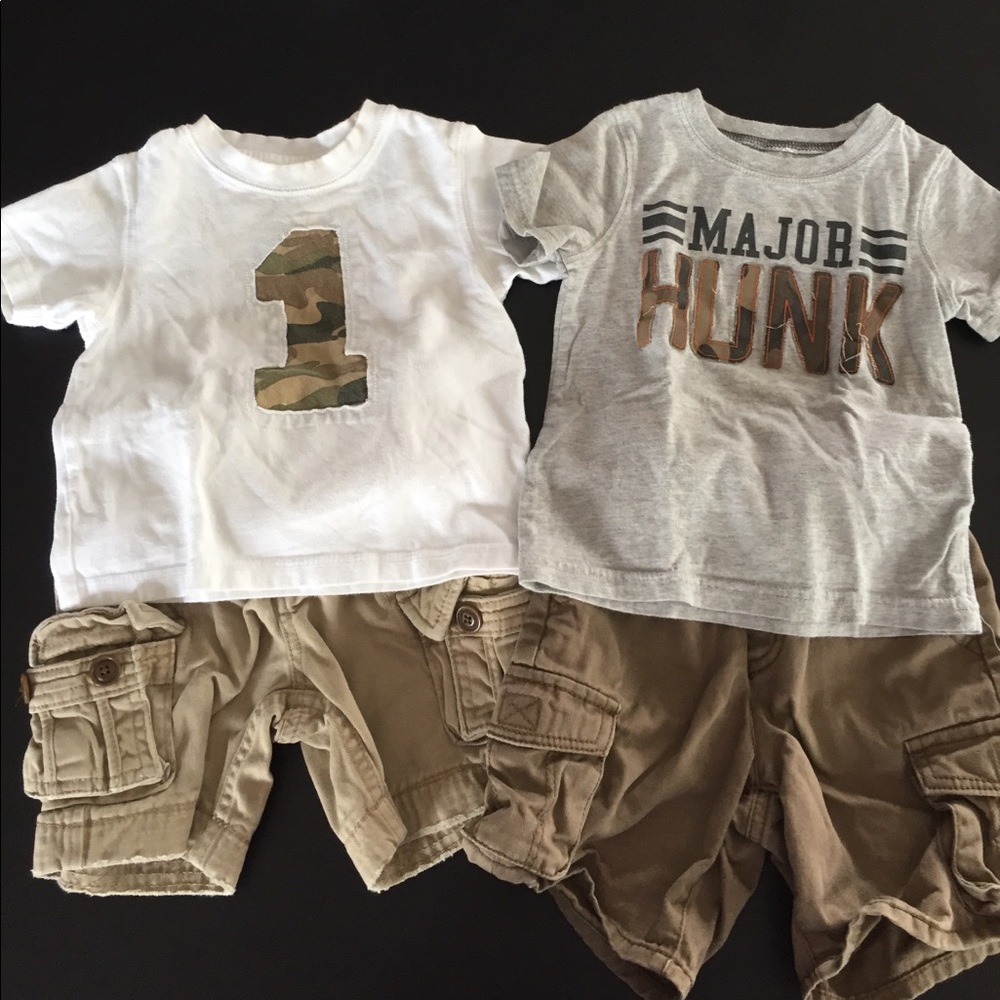 Cargo shorts and Camo shirts