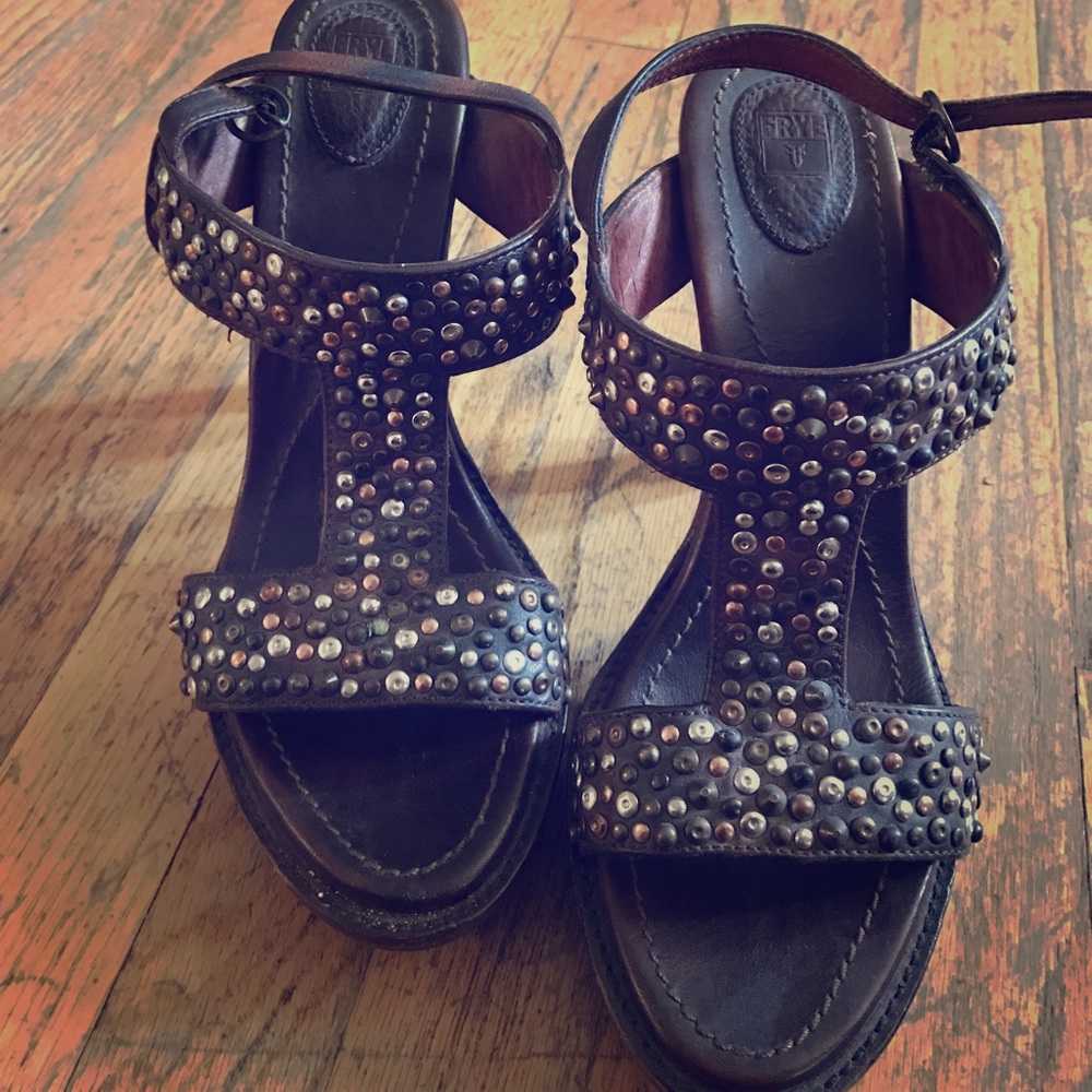 Frye studded heel sandals