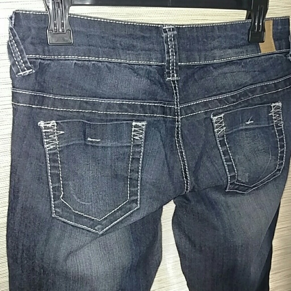 Skinny Stretch Jeans Whisker Dark Wash Jegging - Picture 3 of 6