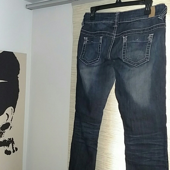 Skinny Stretch Jeans Whisker Dark Wash Jegging - Picture 6 of 6