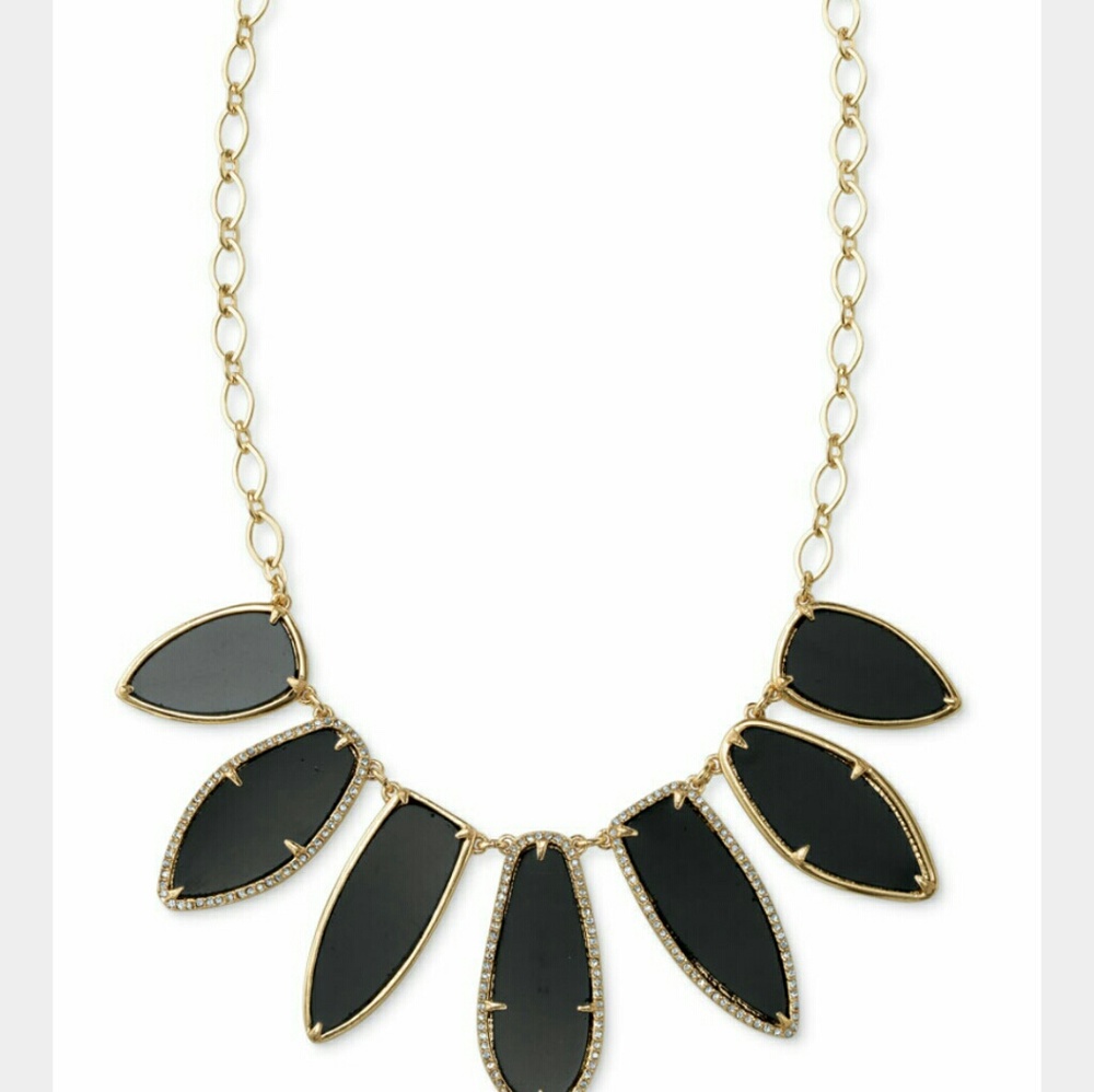 Stella and Dot black stone w/gold edging