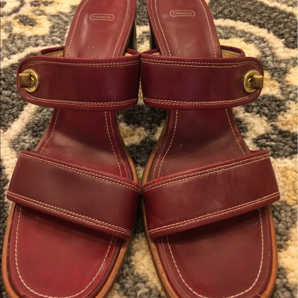 COACH wine-colored sandals