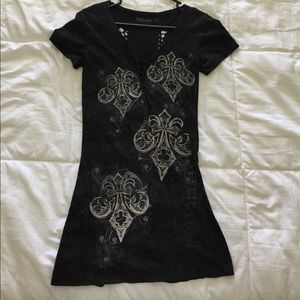 Affliction braided cut out long shirt