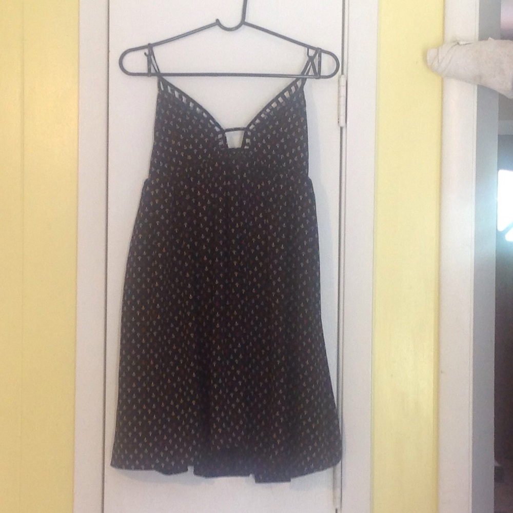 Short black dress with anchor print