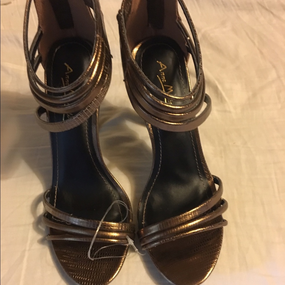 Brand new strappy bronze heels