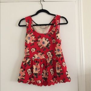 Flowered Peplum Top