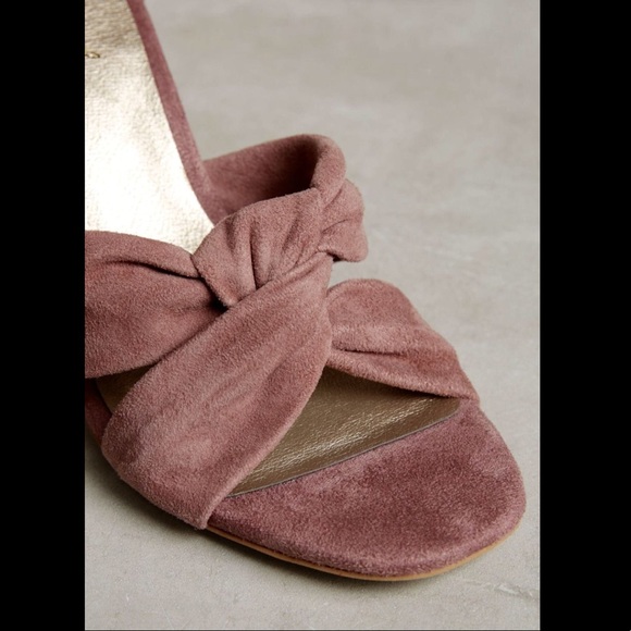 Anthropologie Suede Ankle Wrap Knotted Block Heel - Picture 7 of 8