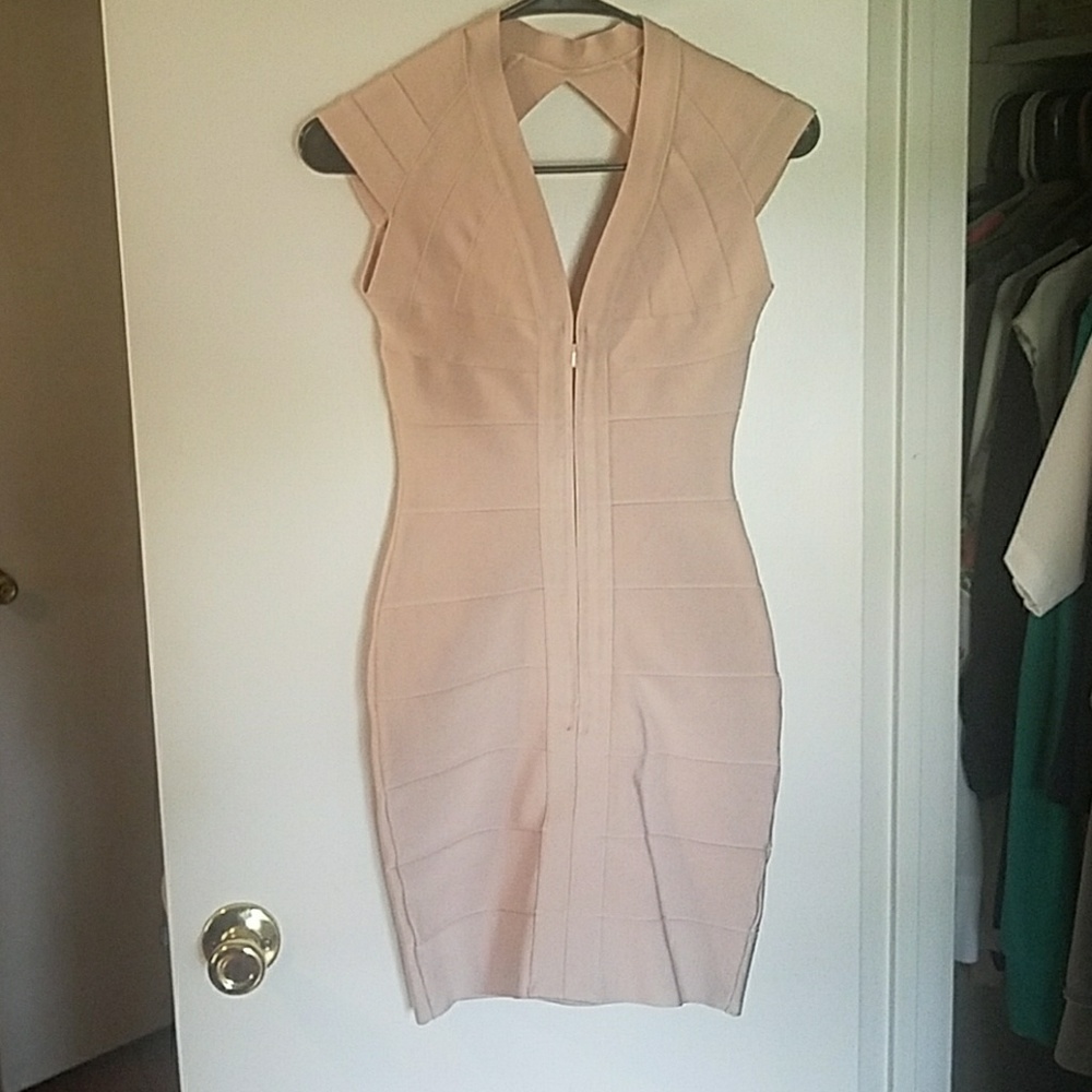 HMS nude front zip bandage mini