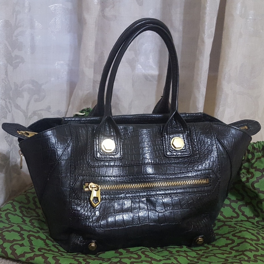 orYANY Croco Embossed Leather Megan Medium Satchel