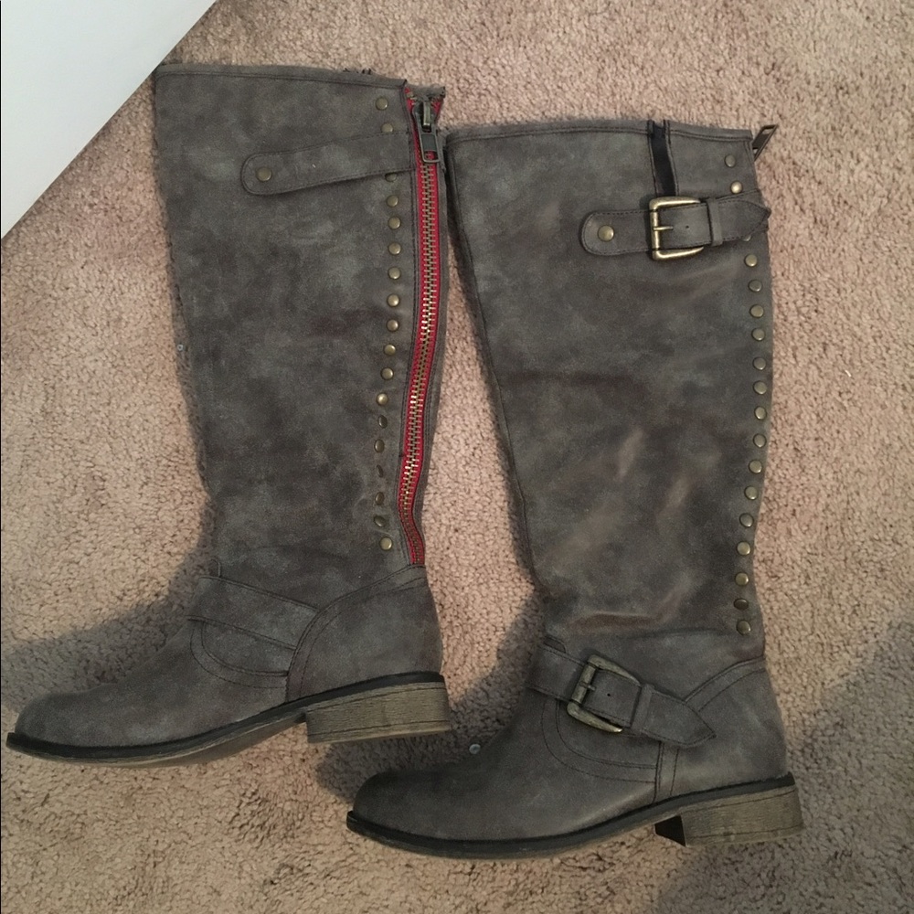 Grey Riding Boots