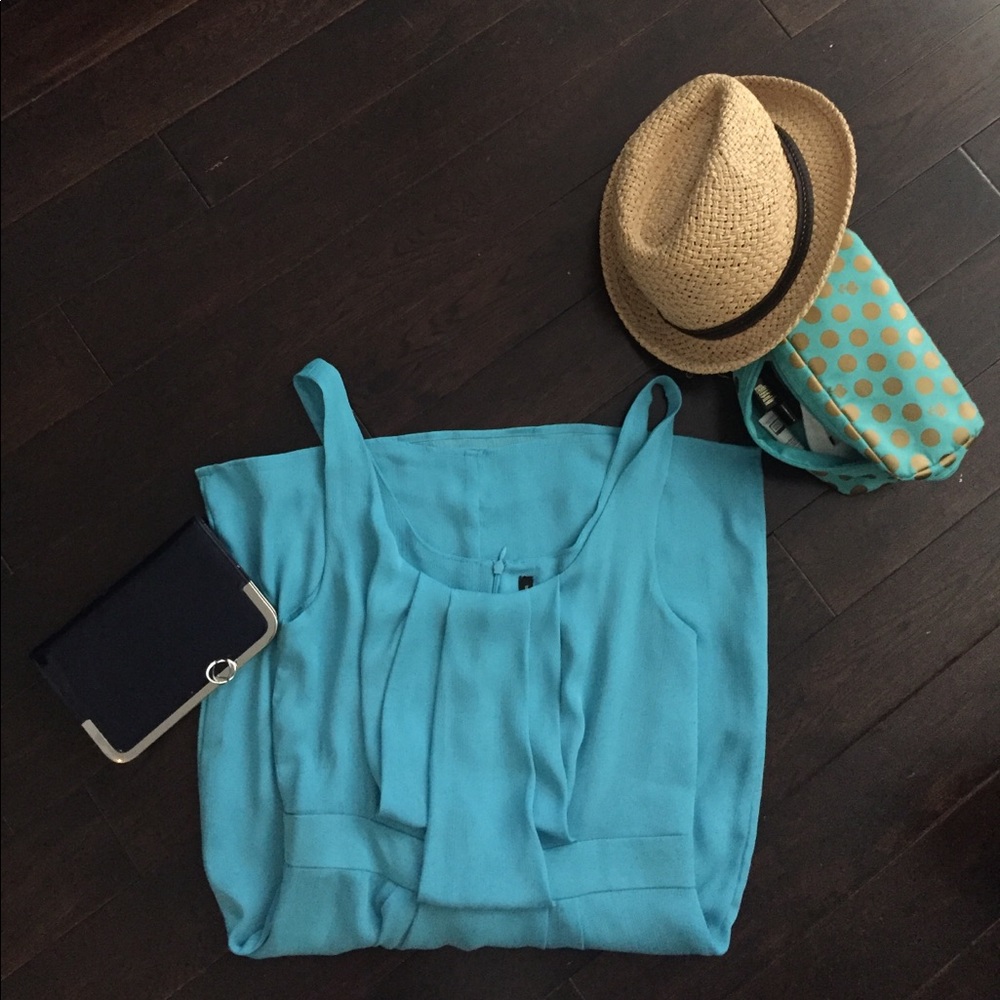 W118 Aqua Crinkle Chiffon Dress