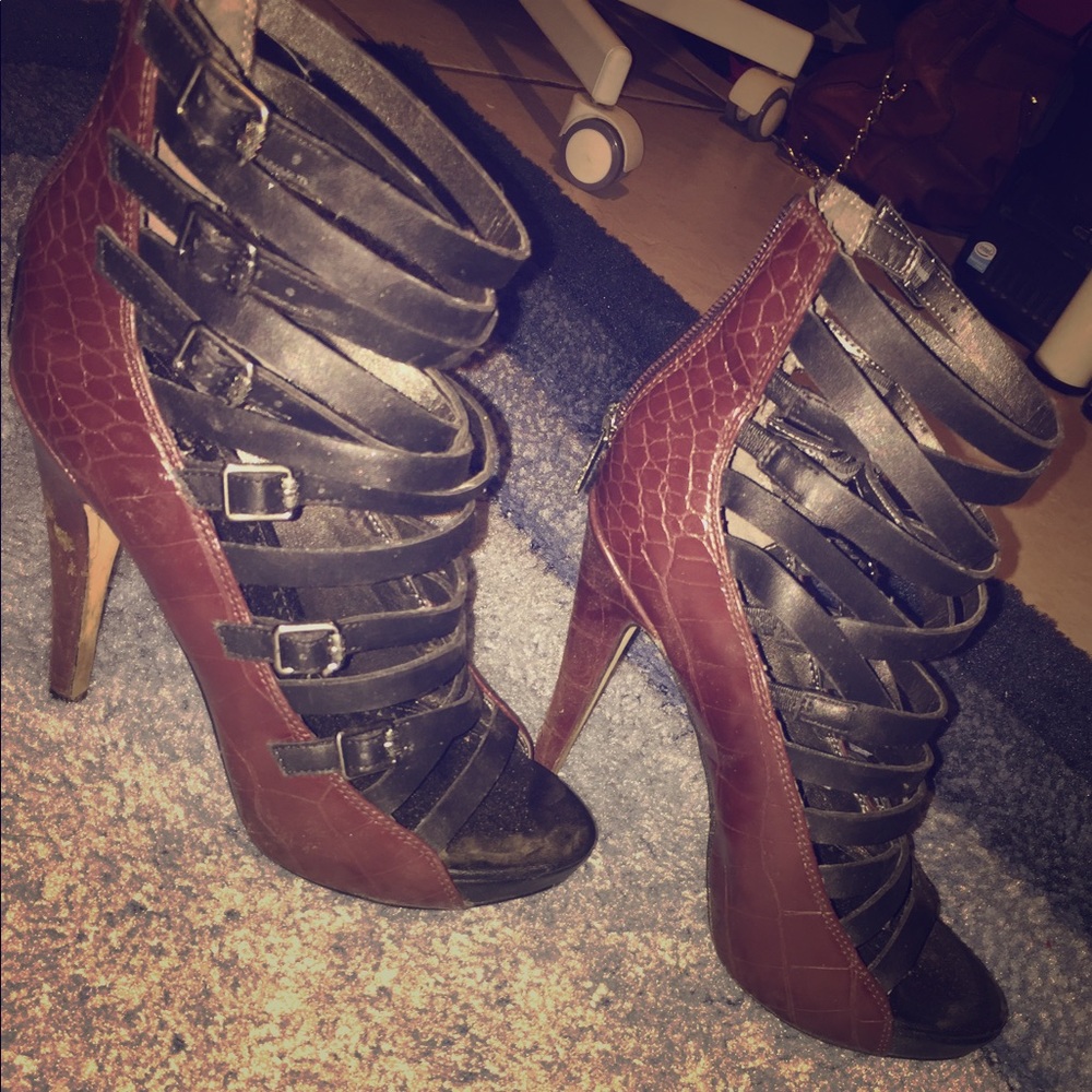Burgundy leather heels