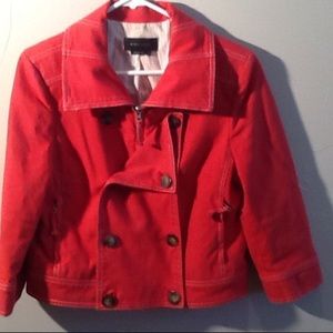 BCBGMAXAZRIA Double-Breasted Tomato Red Jacket