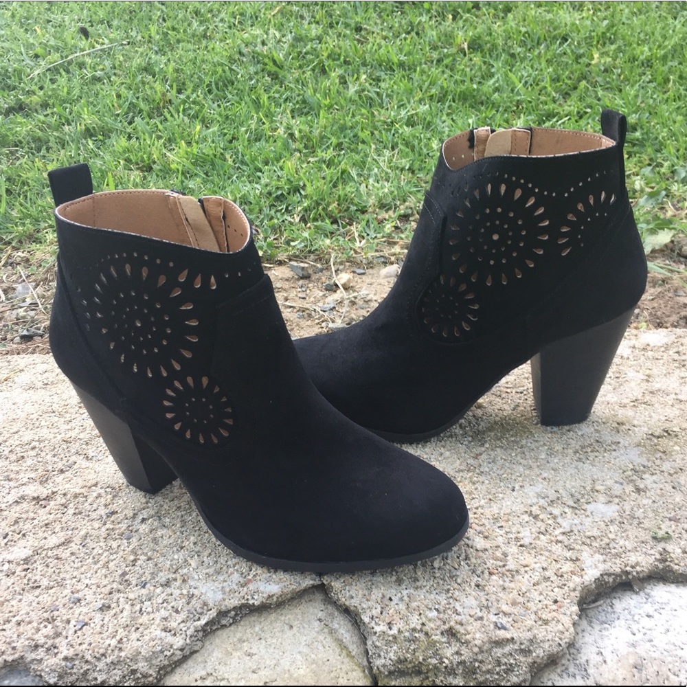NEW Black Laser Cut Booties