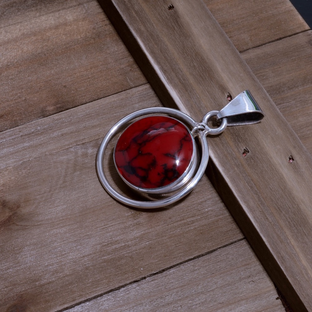 925 & Faux Coral Pendant