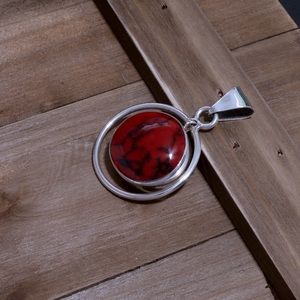 925 & Faux Coral Pendant