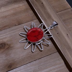 925 & Faux Coral Pendant