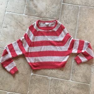 GENTLY USED; red and white stripped sweater
