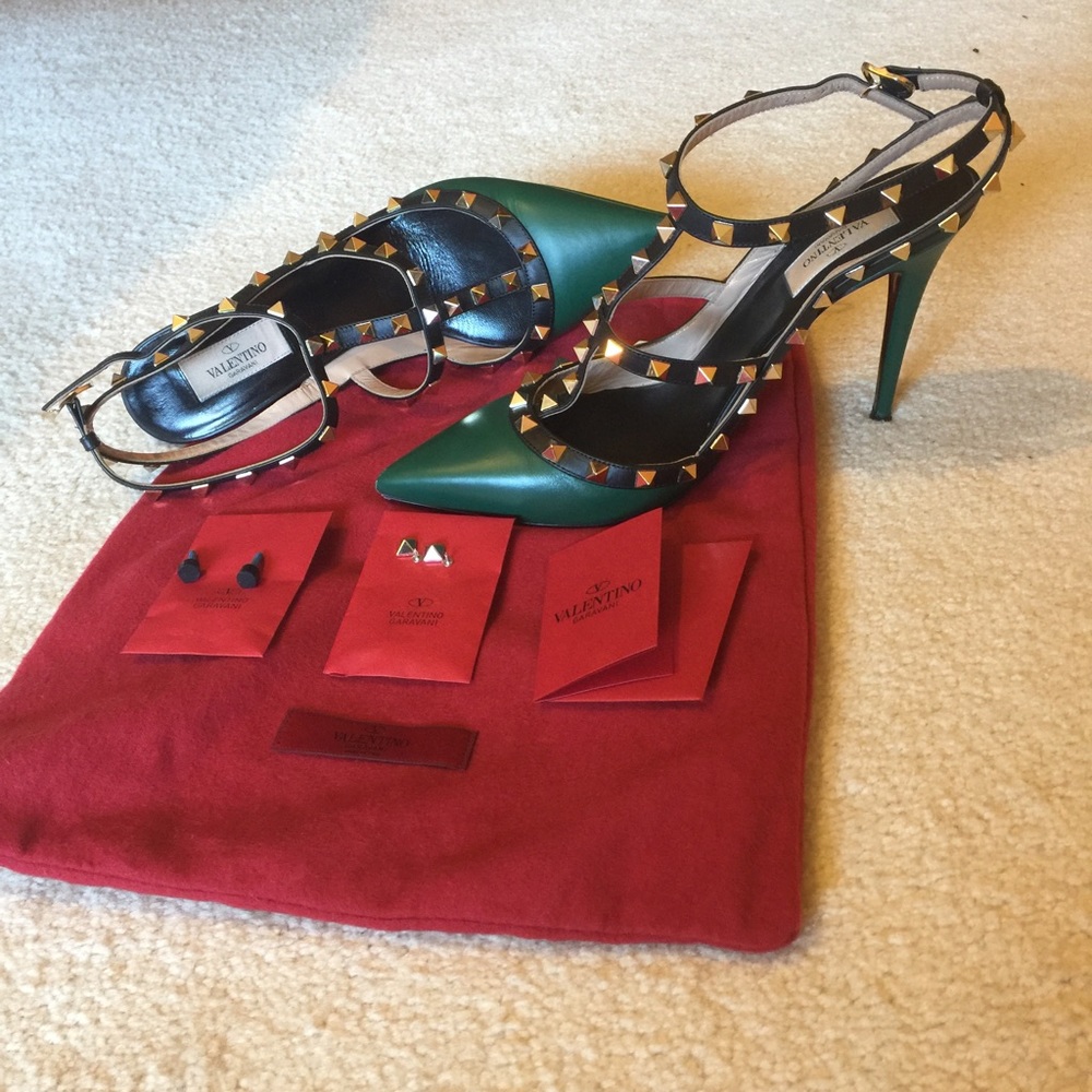 Valentino green rockstud heal euro size 41