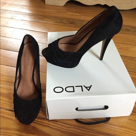 Aldo suede sorgun-91 black genuine leader heels - Picture 2 of 5