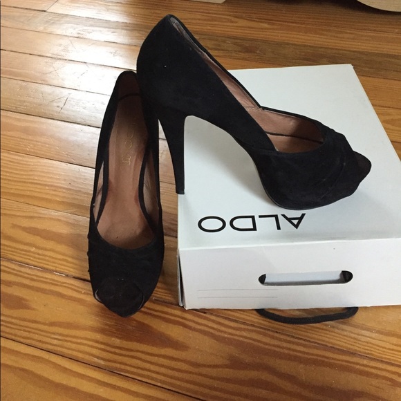 Aldo suede sorgun-91 black genuine leader heels - Picture 3 of 5