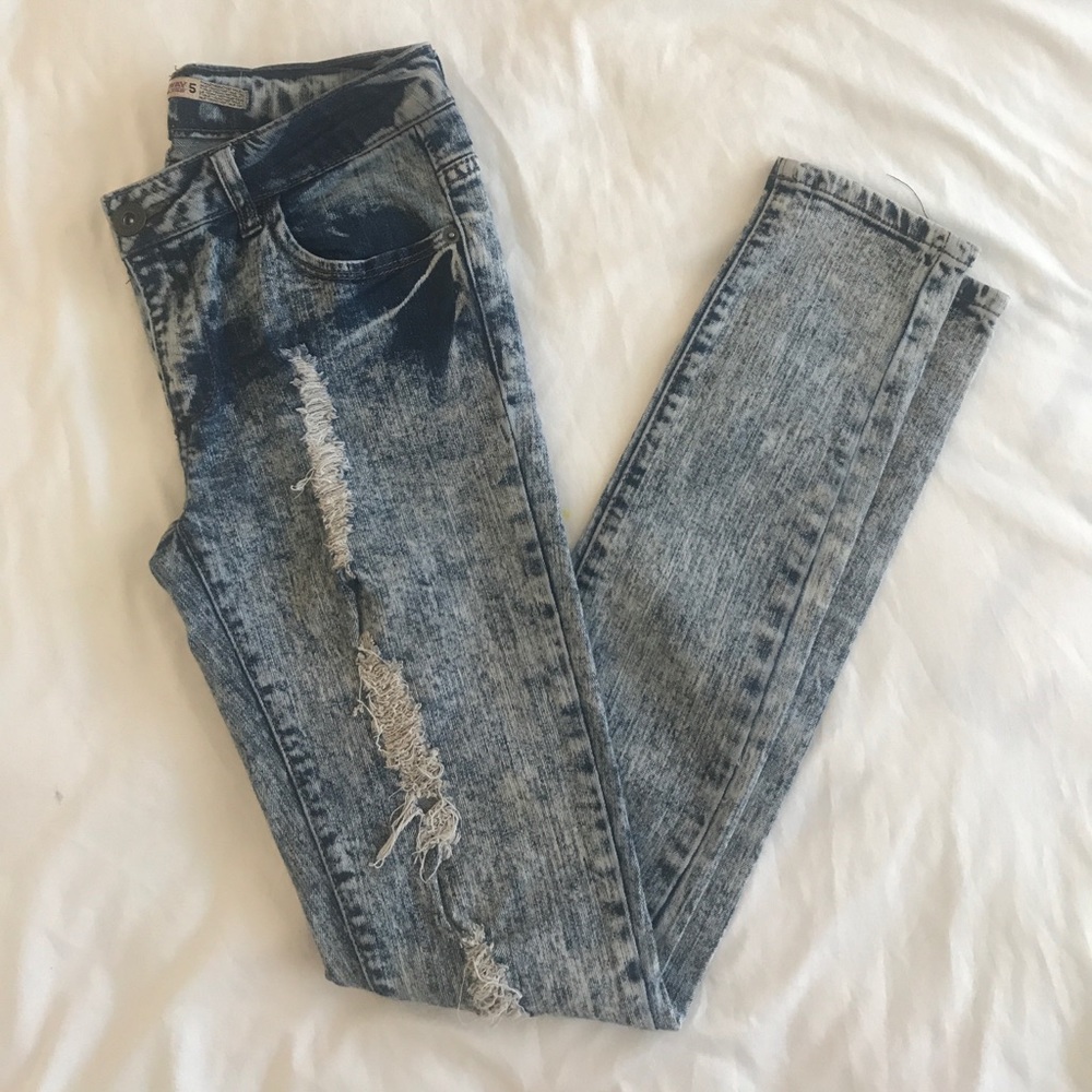 Distressed Acid Wash Jeans