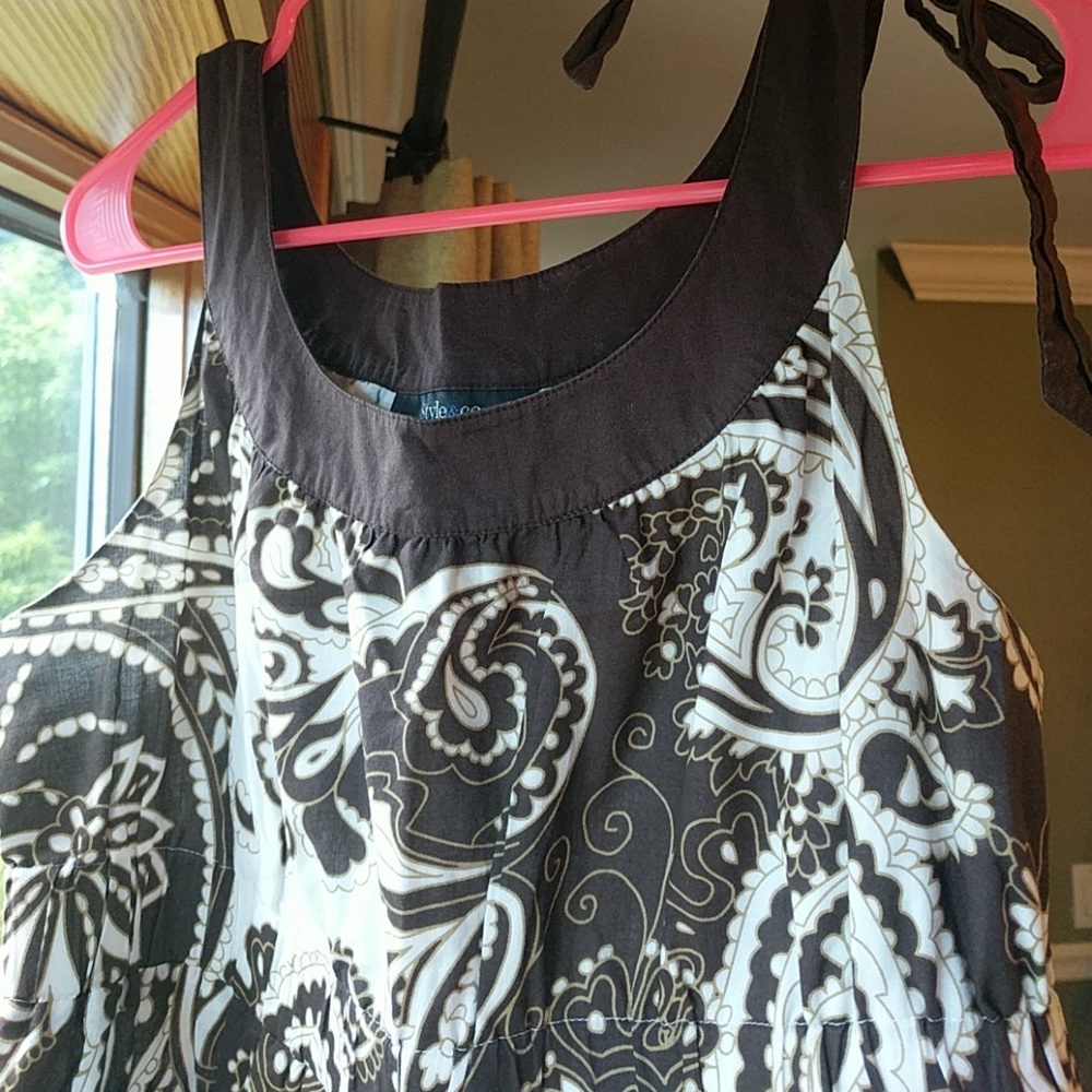 Last chance! Style & Co. Shoulder-tie Dress in Cocoa Paisley