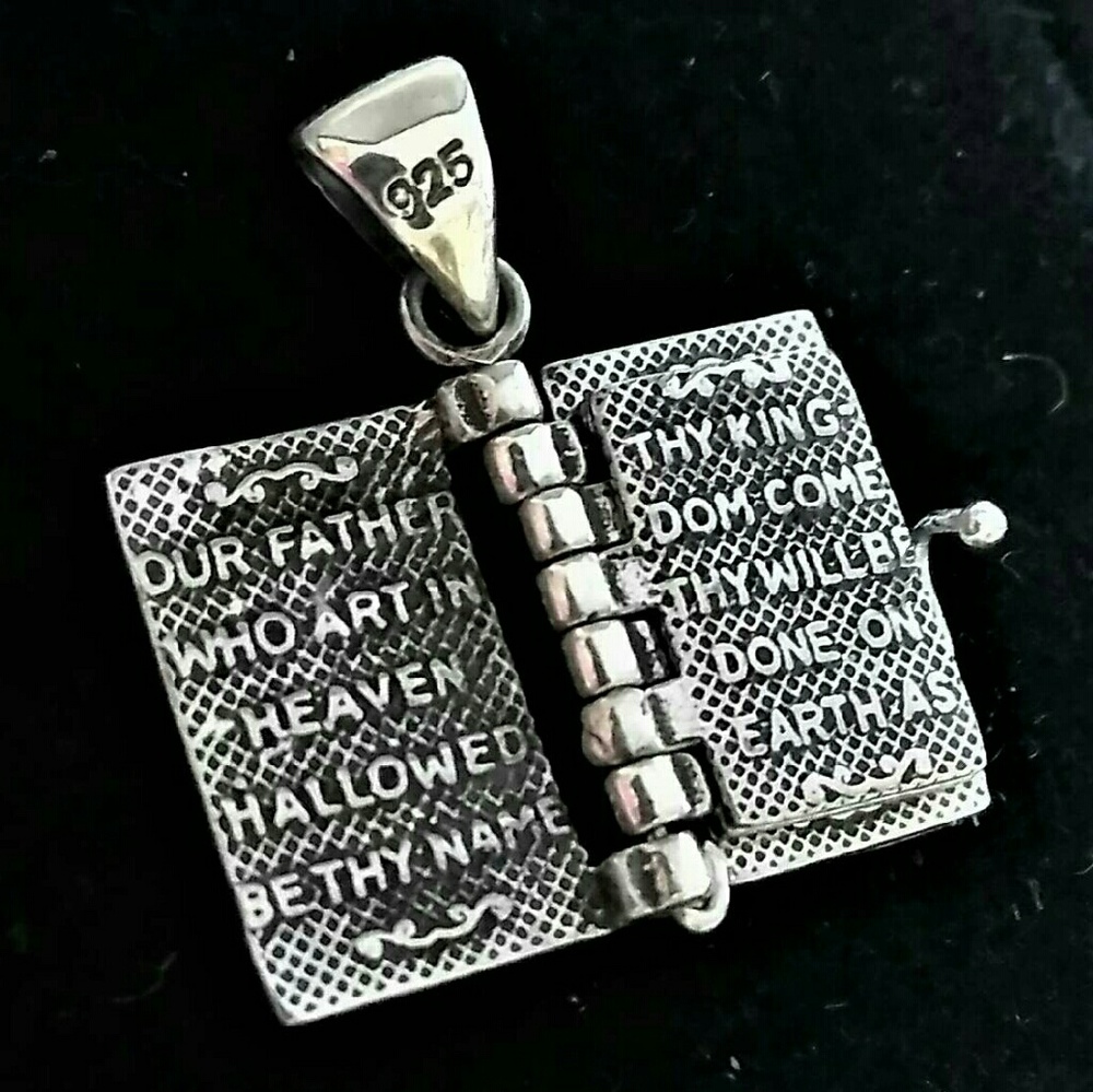 Solid Silver 4 page Lord's Prayer Bible Pendant