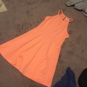 Light neon pink halter dress style