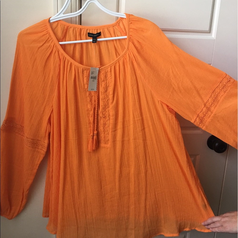 Price ⬇️ Lane Bryant orange sheer blouse