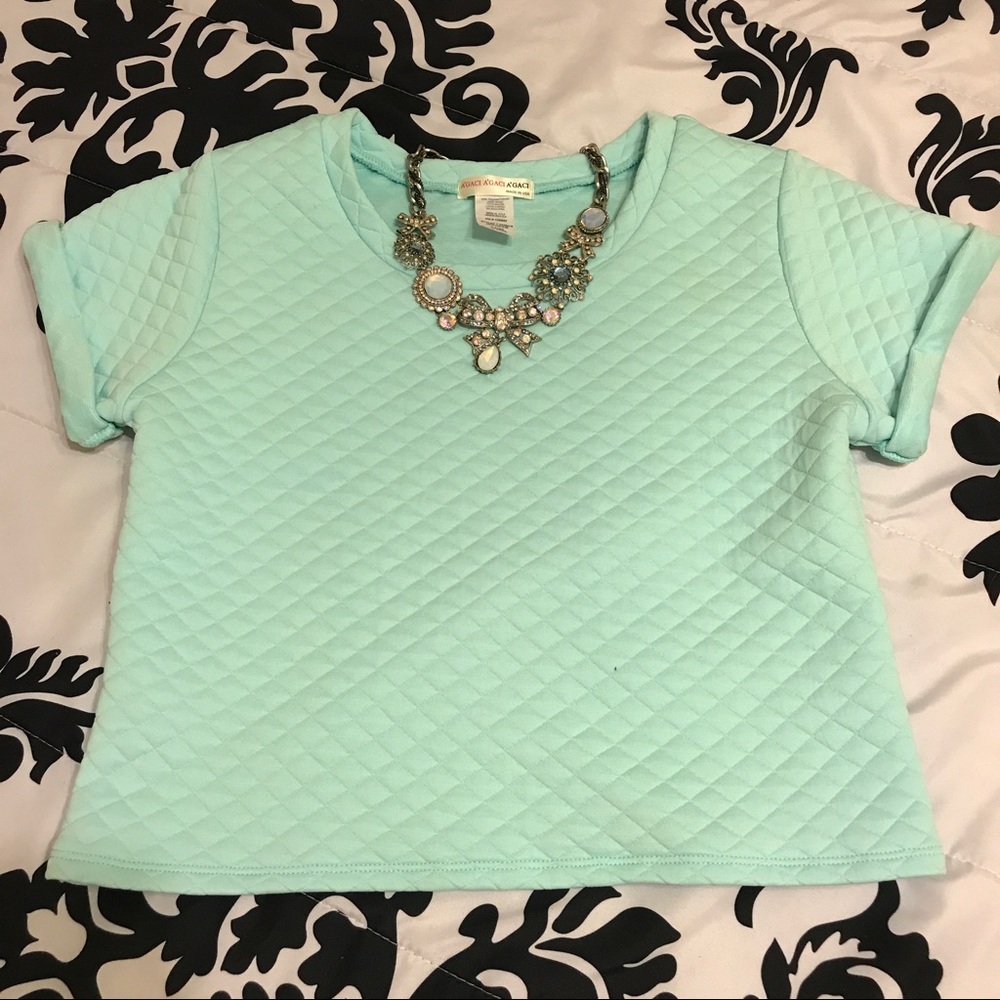Agaci Mint Blue/Green Crop Top