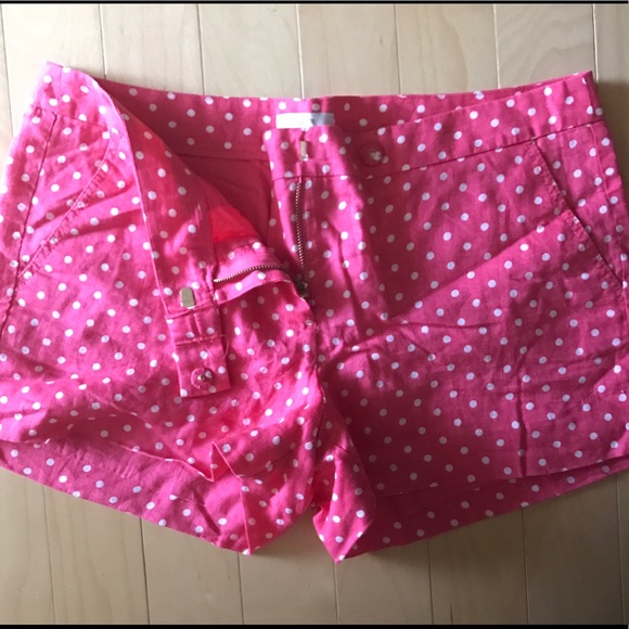 Jcrew linen shorts in pink polka dot , size 12 - Picture 2 of 3