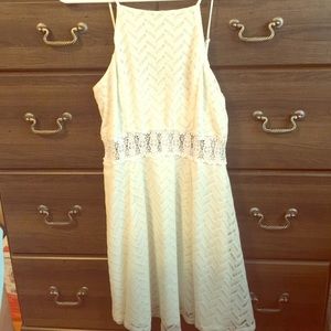 Cream Waist Lace Halter Dress
