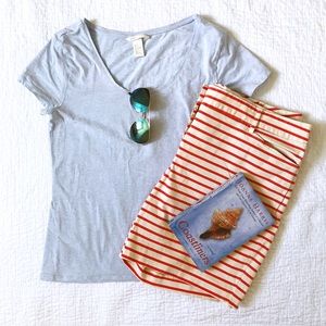 NWOT Lands' End striped 7" Chino Shorts