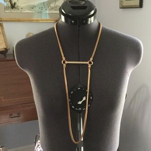 Rose gold necklace with rhinestone bar