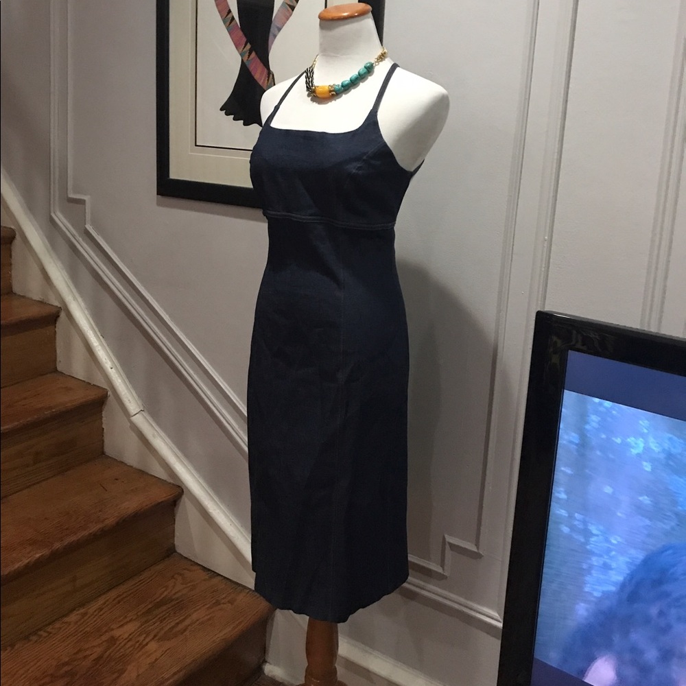 Denim Cross Tie backless dress