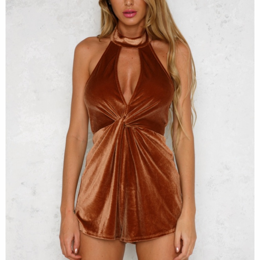 Brown velvet romper/playsuit
