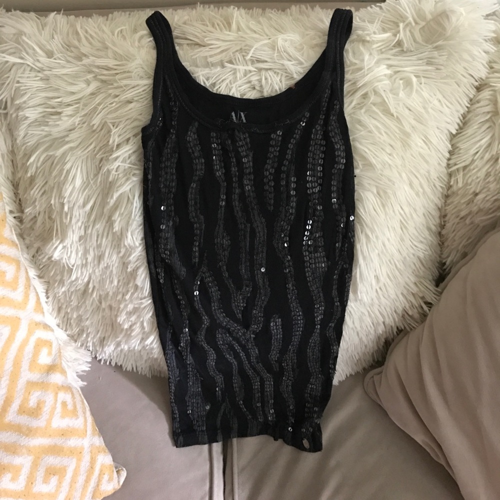 Black sequin Armani Exchange tank top