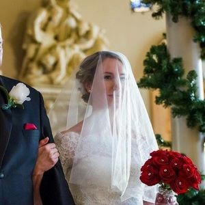 Cream colored Silk Tulle Veil